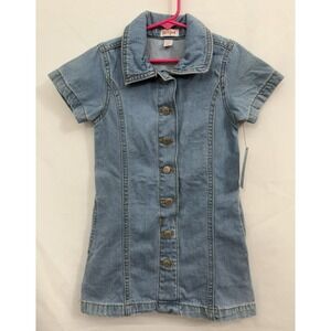 NWT Cat And Jack Denim Button Down Dress Pockets Toddler Girls Size XS 4/5